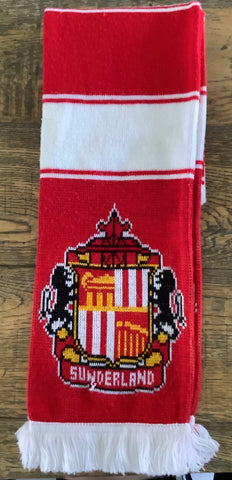 Red and white Sunderland crest scarf