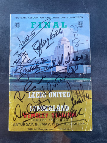 1973 FA Cup Final Programme Signed by Bobby Kerr, Jimmy Montgomery, Micky Horswill, Vic Halom, Dick Malone, Ritchie Pitt, Dennis Tueart, Billy Hughes, David Young, Ron Guthrie, Dave Watson