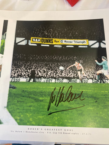 Vic Halom Goal vs Man City 1973 5th Round Replay Signed Print