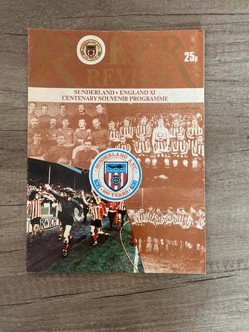 Sunderland vs England XI Centenary Souvenir Programme and Tie