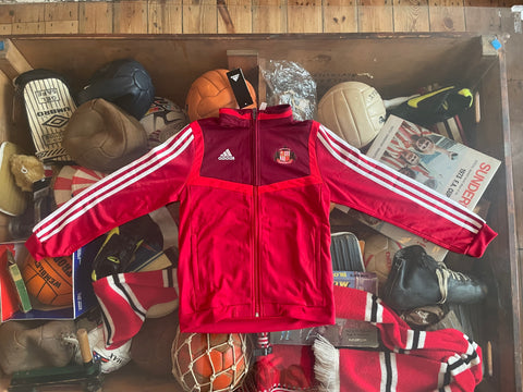 Long sleeve Sunderland zip up red adidas training jumper- youth size 9-10