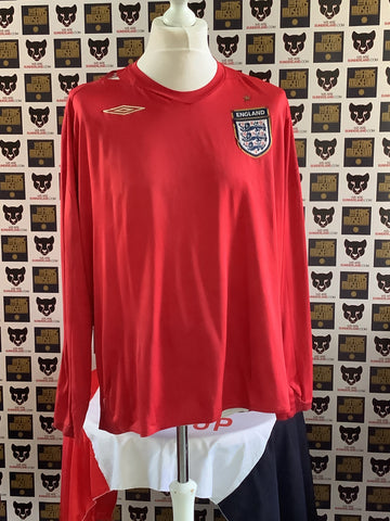 England Away Red Shirt Long Sleeve XXL Size 2006