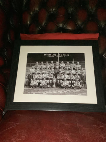 Framed  Black and White 1936/37 League Champions Team Picture
