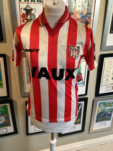 Signed Short Sleeve Sunderland Home Shirt 1991-94 Season youth
