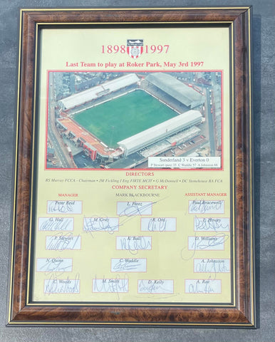 Last team to play at Roker Park framed signed picture