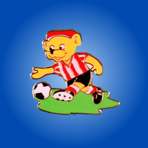 Bear in Red & White Stripes Badge