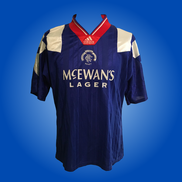 Rangers Home football shirt 1994 - 1996. Sponsored by McEwan's