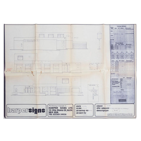 The Yellow Rose, Middlesbrough, original VAUX plans