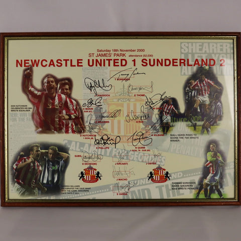#26 Framed Newcastle v Sunderland 2000 with Autographs