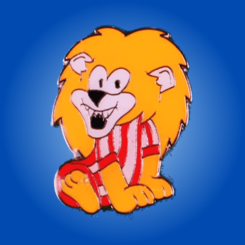 Lion in Red & White Stripes Badge
