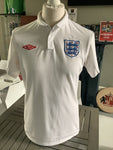 England Home White Shirt Sleeve Small 2009