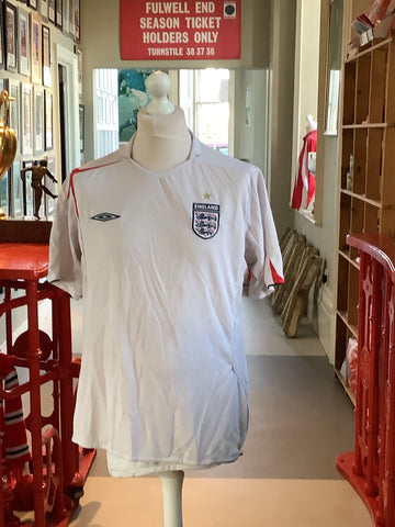 England Home White Shirt Short Sleeve XL 2006